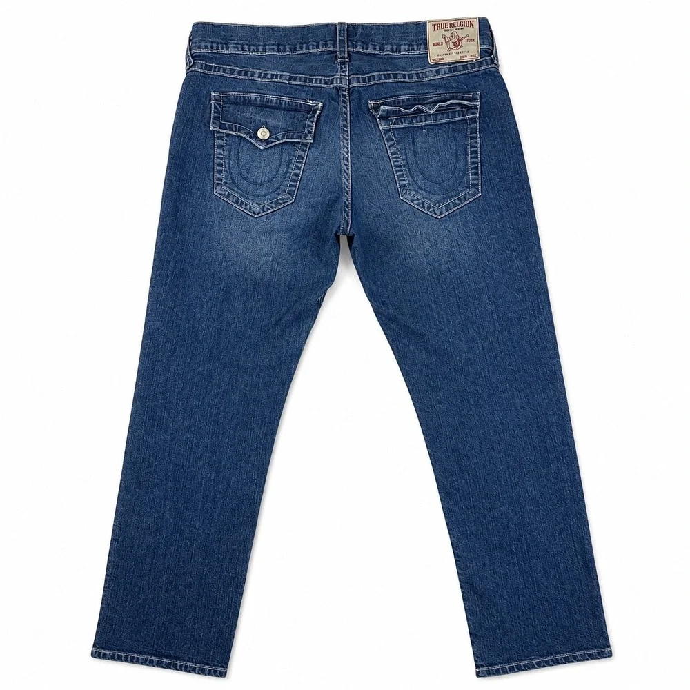 True Religion Geno Relaxed Slim Jeans Mens 38 Blue Denim Flap Pocket Y2K Street
